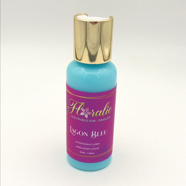 Lotion format de poche lagon bleu.