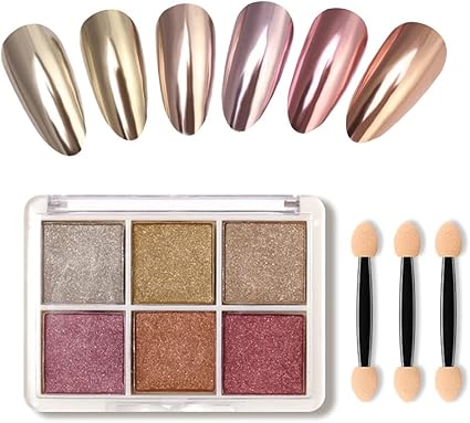 Boite de poudres compacts à effets chromes doré rosé
