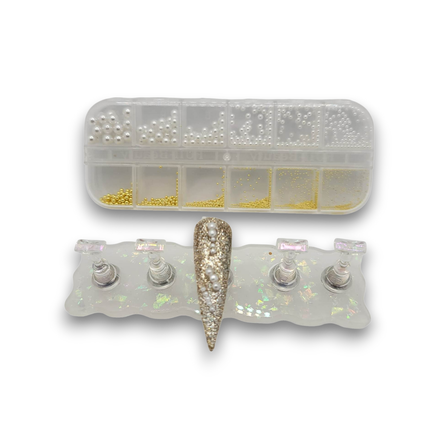 Boite à bijoux - Perles et boules dorées #9